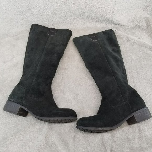 BooRoo Shoes - BooRoo Shoes Womens Size 9 Lola Black Suede Wool Lined Knee High Sheepskin Boots